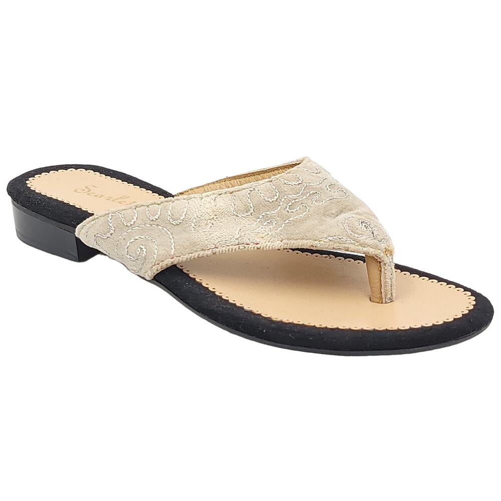 Scarlet Women Low Block Heel Flip Flop Thong Sandals Size US 10 EU 40 Grey Felt